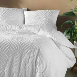 Parure De Lit|Housse De Couette|douceur d'intu017drieur Housse de couette et deux taies microfibre tuftée (240 x 220 cm) Heltie he Blanc