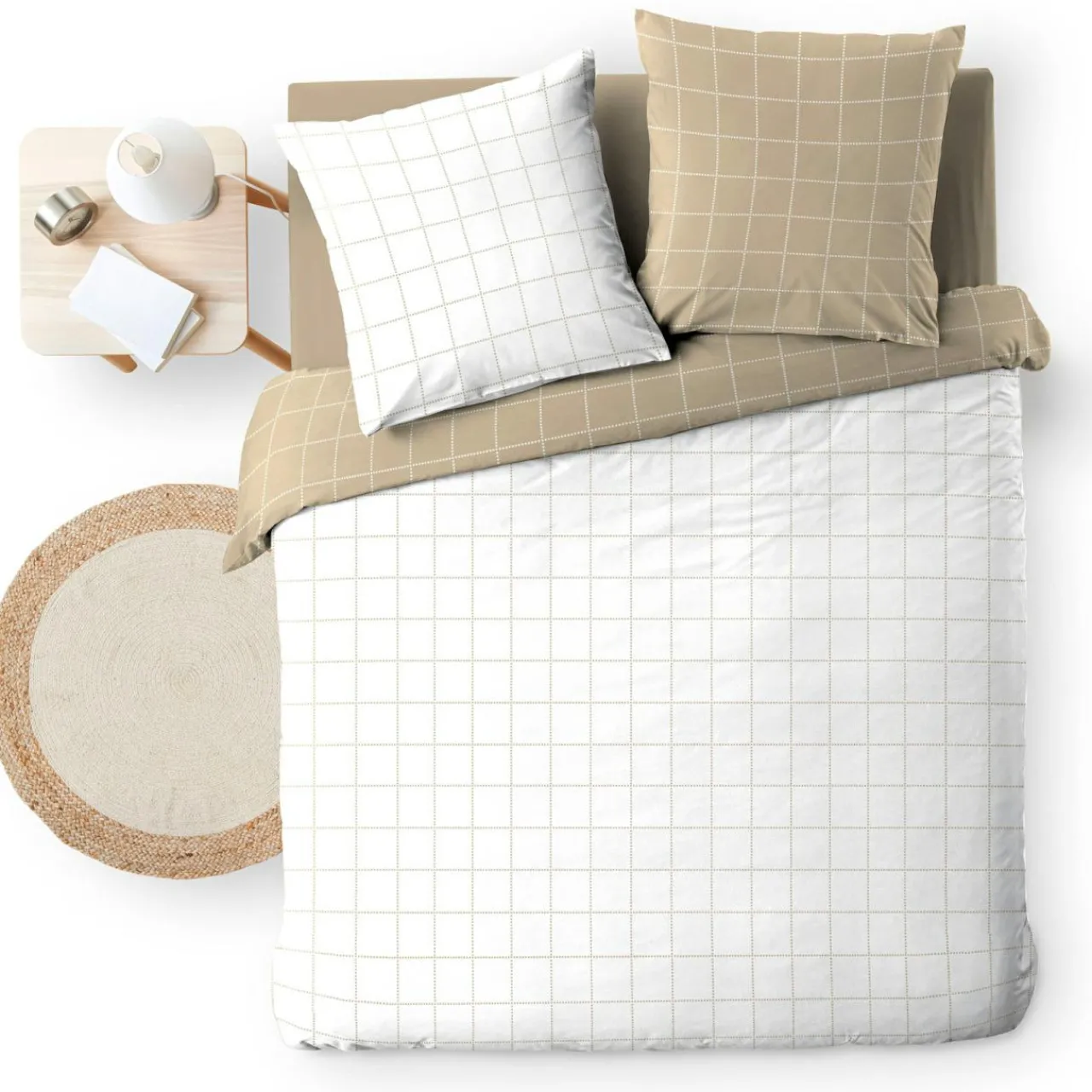 Parure De Lit|Housse De Couette|douceur d'intu017drieur Housse de couette et deux taies d'oreiller en coton (260 x 240 cm) Cadria Blanc