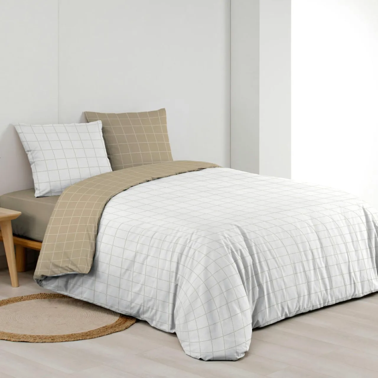 Parure De Lit|Housse De Couette|douceur d'intu017drieur Housse de couette et deux taies d'oreiller en coton (260 x 240 cm) Cadria Blanc