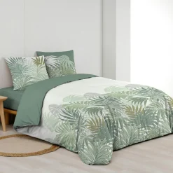 Parure De Lit|Housse De Couette|douceur d'intu017drieur Housse de couette et deux taies d'oreiller en coton (240 x 220 cm) Nymea Vert