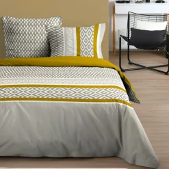 Parure De Lit|STOF Housse de couette et deux taies d'oreiller en coton (260 x 240 cm) Pixus Beige