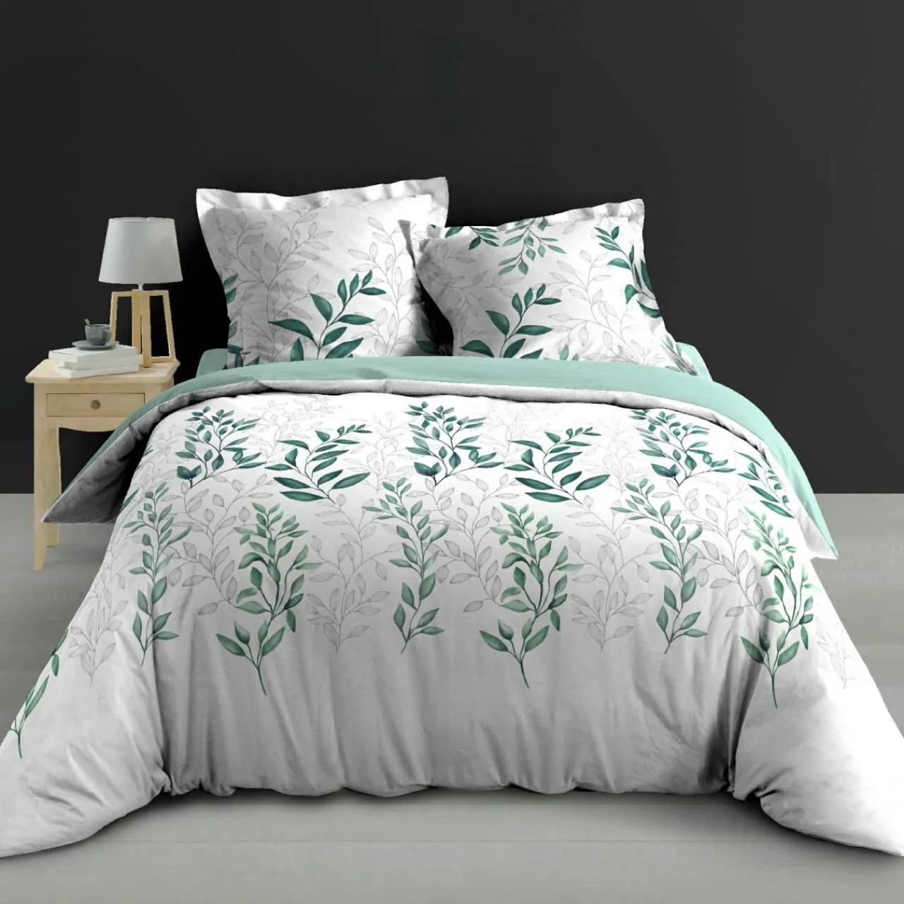 Parure De Lit|Housse De Couette|douceur d'intu017drieur Housse de couette et deux taies d'oreiller percale de coton (240 x 220 cm) Wendy e Vert