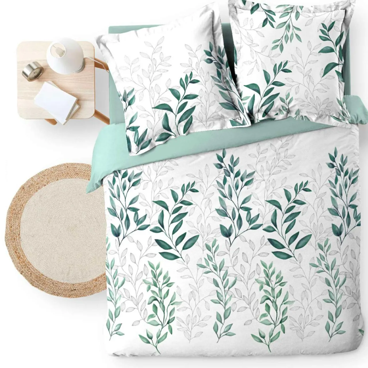 Parure De Lit|Housse De Couette|douceur d'intu017drieur Housse de couette et deux taies d'oreiller percale de coton (240 x 220 cm) Wendy e Vert