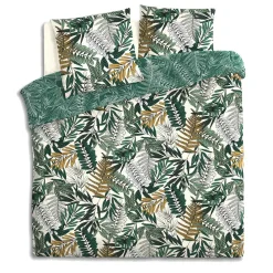 Parure De Lit|Housse De Couette|ATMOSPHERA Housse de couette et deux taies coton (240 x 220 cm) Tropik e Vert
