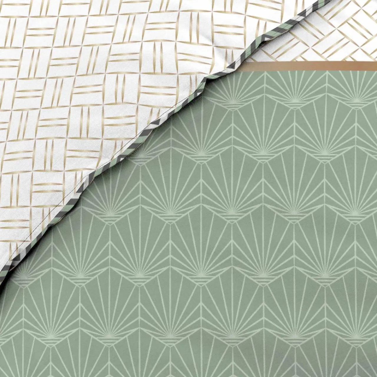 Parure De Lit|Housse De Couette|DOUCEUR D'INTERIEUR Housse de couette et deux taies percale de coton (240 x 220 cm) Belor e Vert