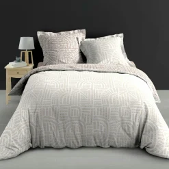 Parure De Lit|Housse De Couette|douceur d'intu017drieur Housse de couette et deux taies d'oreiller percale de coton (260 x 240 cm) Eliot Beige