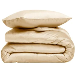 Parure De Lit|Housse De Couette|douceur d'intu017drieur Housse de couette et deux taies d'oreiller velours (240 x 220 cm) Velina sable Beige