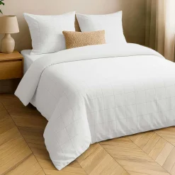 Parure De Lit|Housse De Couette|douceur d'intu017drieur Housse de couette et deux taies d'oreiller coton lavé (240 x 220 cm) Linella Blanc