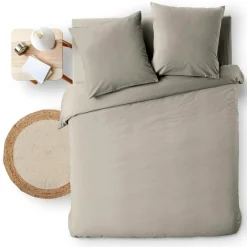 Parure De Lit|Housse De Couette|douceur d'intu017drieur Housse de couette et deux taies d'oreiller coton (260 x 240 cm) Meline Gris Anthracite