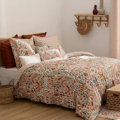 Parure De Lit|Housse De Couette|Atmosphera, cru017dateur d'intu017drieur Housse de couette et deux taies coton (240 x 220 cm) Ikat Multicolore