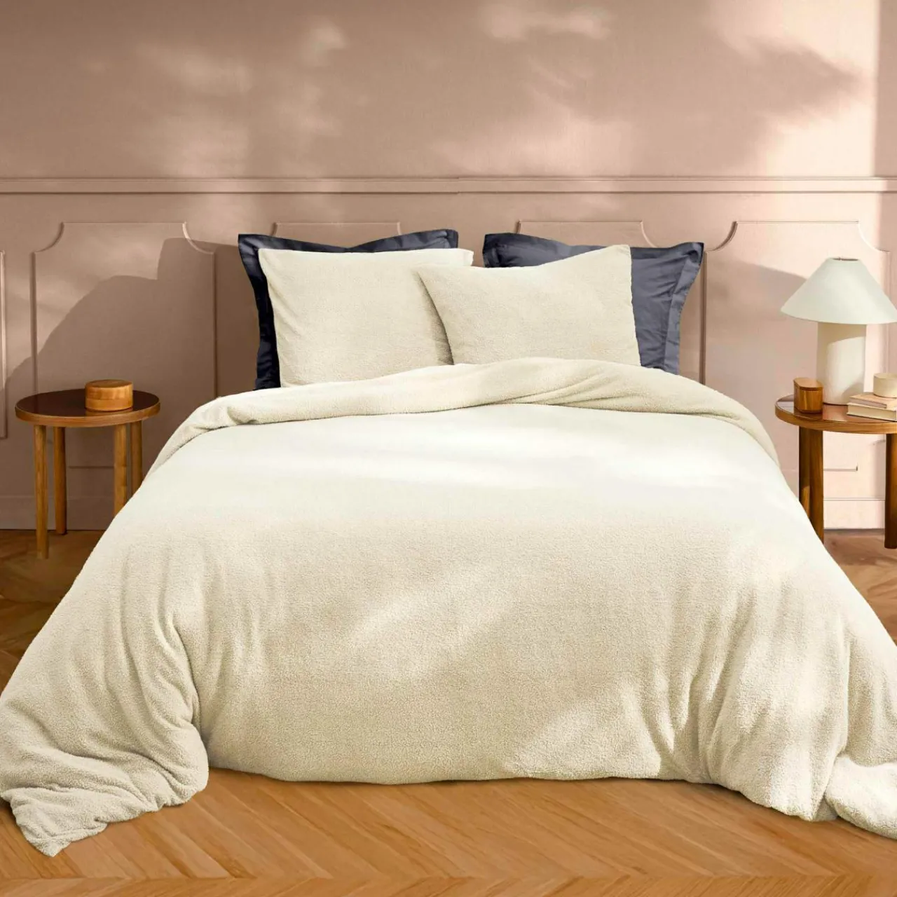 Parure De Lit|Housse De Couette|douceur d'intu017drieur Housse de couette et deux taies d'oreiller bouclette (240 x 220 cm) Helena Ecru