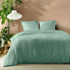 Parure De Lit|Housse De Couette|douceur d'intu017drieur Housse de couette et deux taies microfibre (240 x 220 cm) Heltie Vert sauge