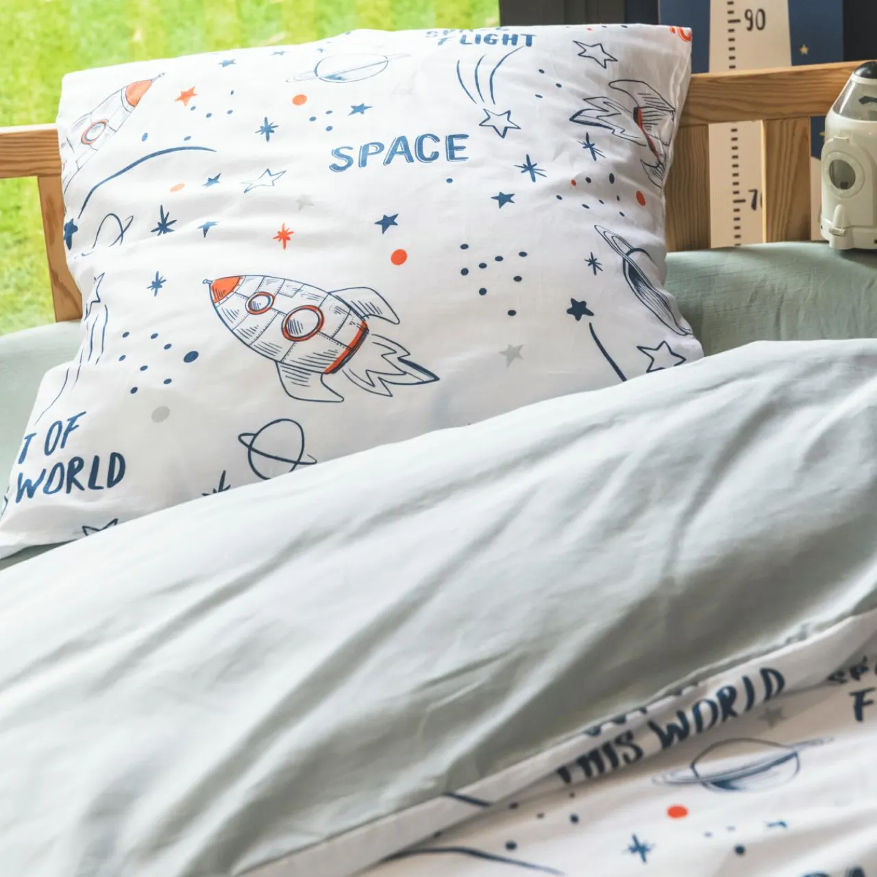 Linge De Lit Enfant|Linge De Lit Enfant|l'Effet Papillon Housse de couette et deux taies enfant coton (240 x 220 cm) Galaxie he Blanc