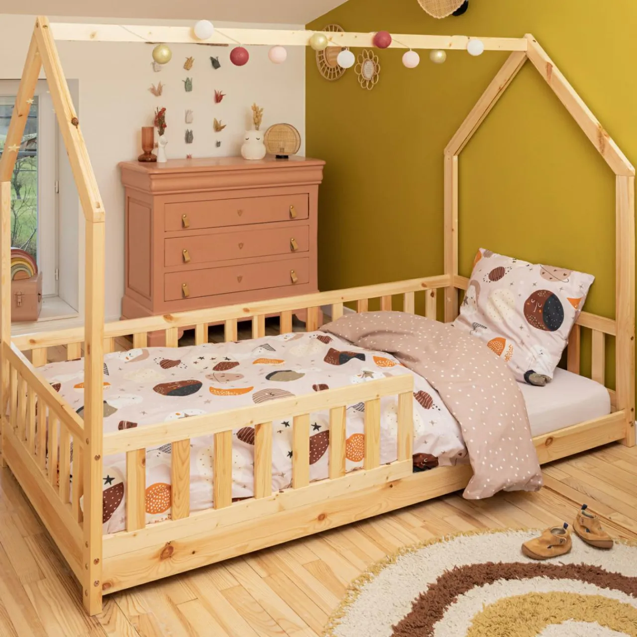 Linge De Lit Enfant|Linge De Lit Enfant|L'effet papillon Housse de couette et deux taies enfant coton (240 x 220 cm) Sky Dream Rose