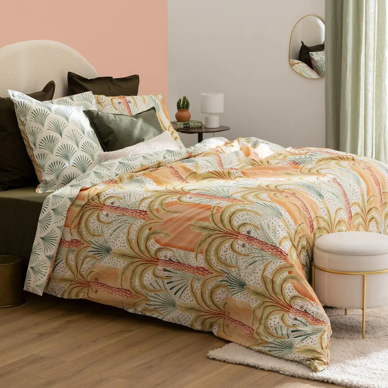 Parure De Lit|Housse De Couette|Atmosphera, cru017dateur d'intu017drieur Housse de couette et deux taies percale de coton (240 x 220 cm) Janice Multicolore