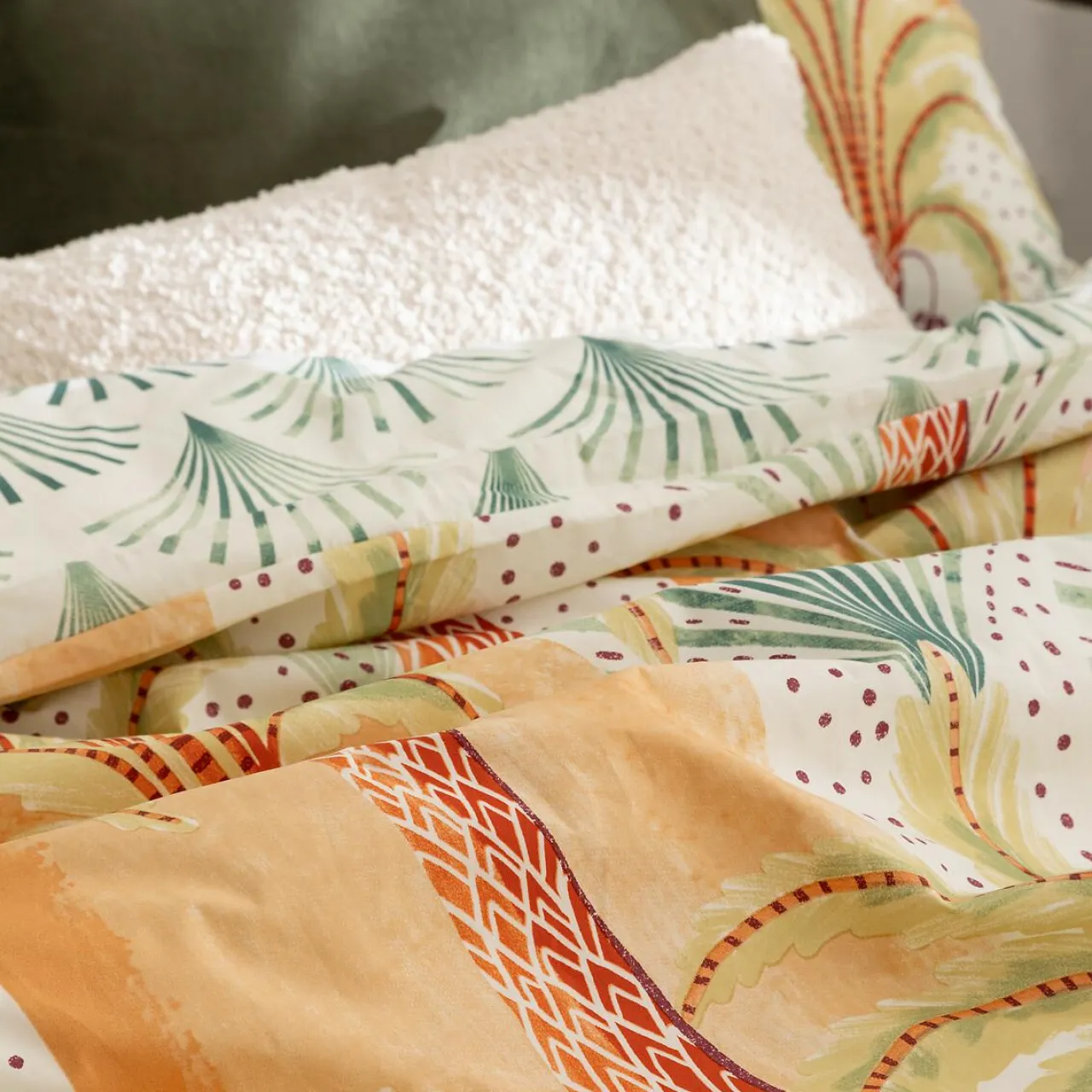 Parure De Lit|Housse De Couette|Atmosphera, cru017dateur d'intu017drieur Housse de couette et deux taies percale de coton (240 x 220 cm) Janice Multicolore