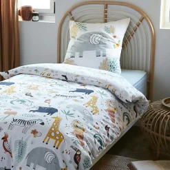 Linge De Lit Enfant|Linge De Lit Enfant|L'effet papillon Housse de couette et une taie enfant coton (140 x 200 cm) Savane Multicolore