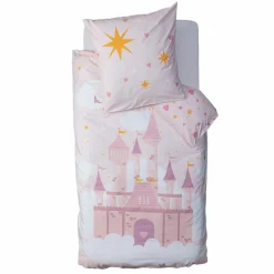 Linge De Lit Enfant|Linge De Lit Enfant|ATMOSPHERA Housse de couette et une taie enfant coton (140 x 200 cm) Château Rose