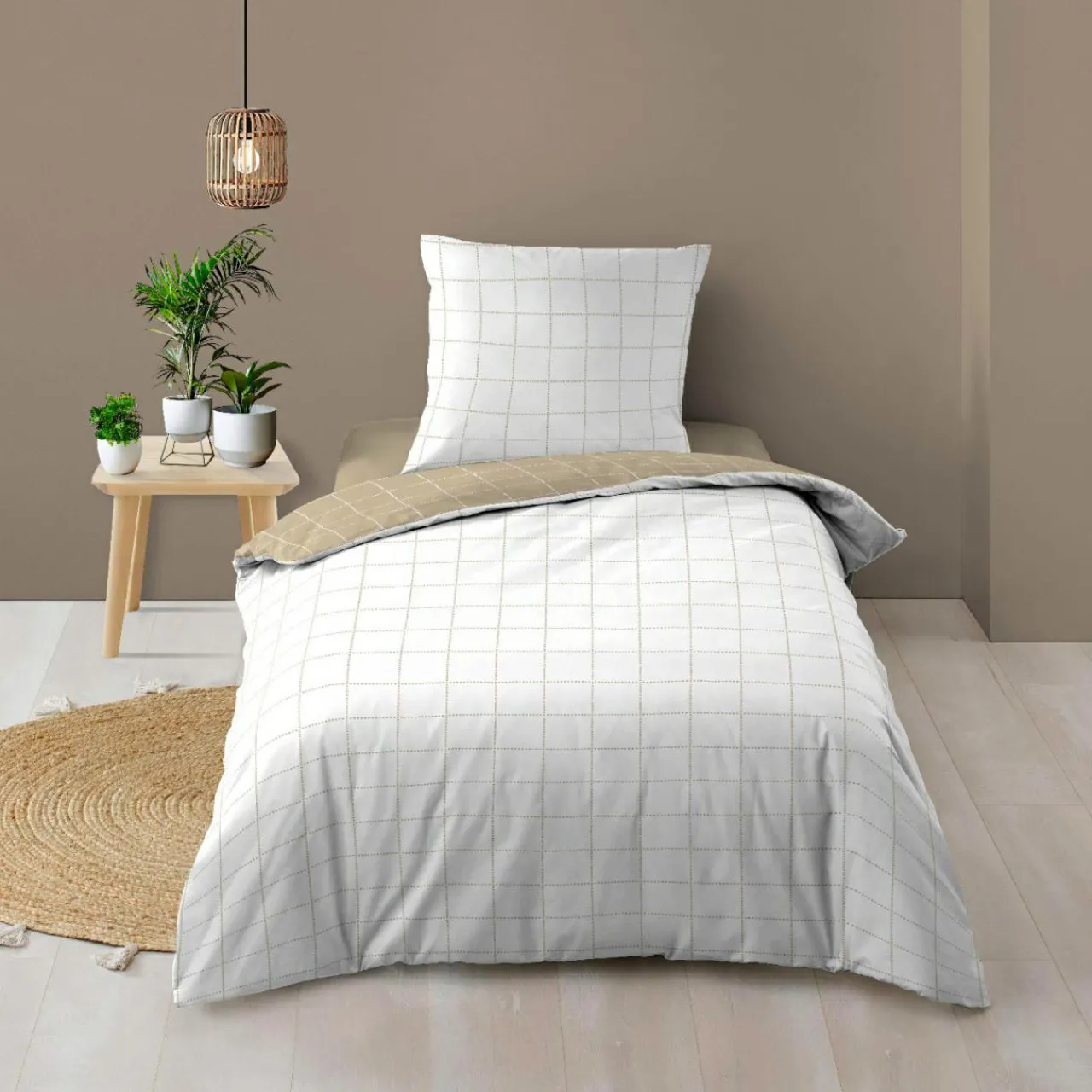 Parure De Lit|Housse De Couette|douceur d'intu017drieur Housse de couette et une taie d'oreiller en coton (140 x 200 cm) Cadria Blanc