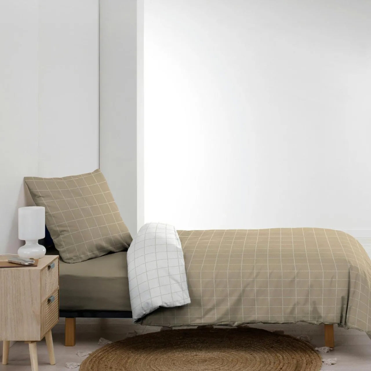 Parure De Lit|Housse De Couette|douceur d'intu017drieur Housse de couette et une taie d'oreiller en coton (140 x 200 cm) Cadria Blanc