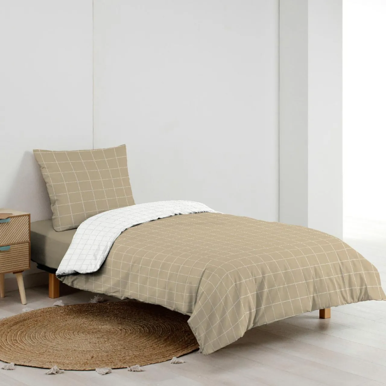 Parure De Lit|Housse De Couette|douceur d'intu017drieur Housse de couette et une taie d'oreiller en coton (140 x 200 cm) Cadria Blanc