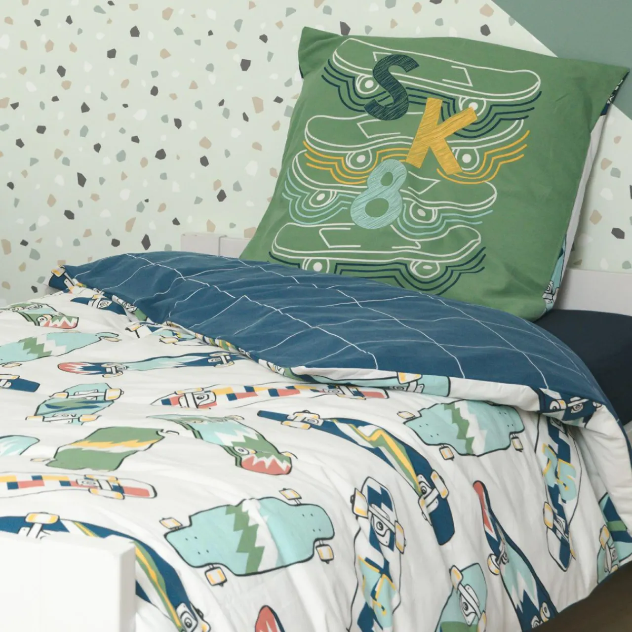 Linge De Lit Enfant|Linge De Lit Enfant|l'Effet Papillon Housse de couette et une taie enfant coton (140 x 200 cm) California Bleu