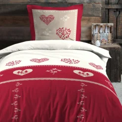 Parure De Lit|STOF Housse de couette et une taie d'oreiller en coton (140 x 200 cm) Modane Rouge