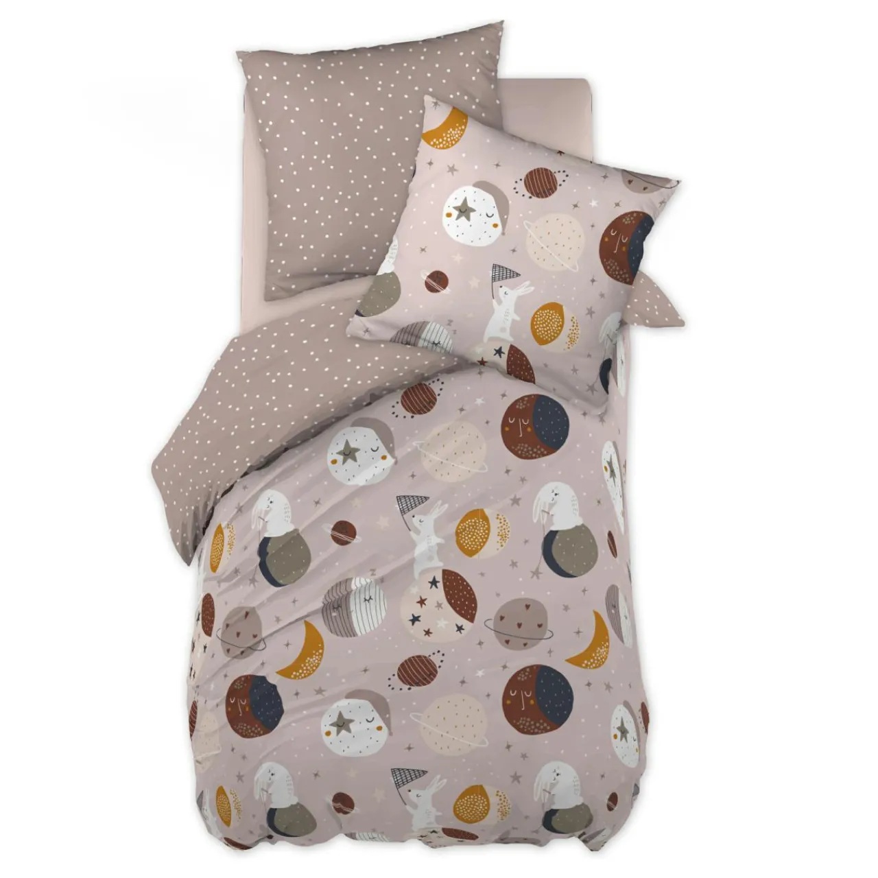 Linge De Lit Enfant|Linge De Lit Enfant|L'effet papillon Housse de couette et une taie enfant coton (140 x 200 cm) Sky Dream Rose