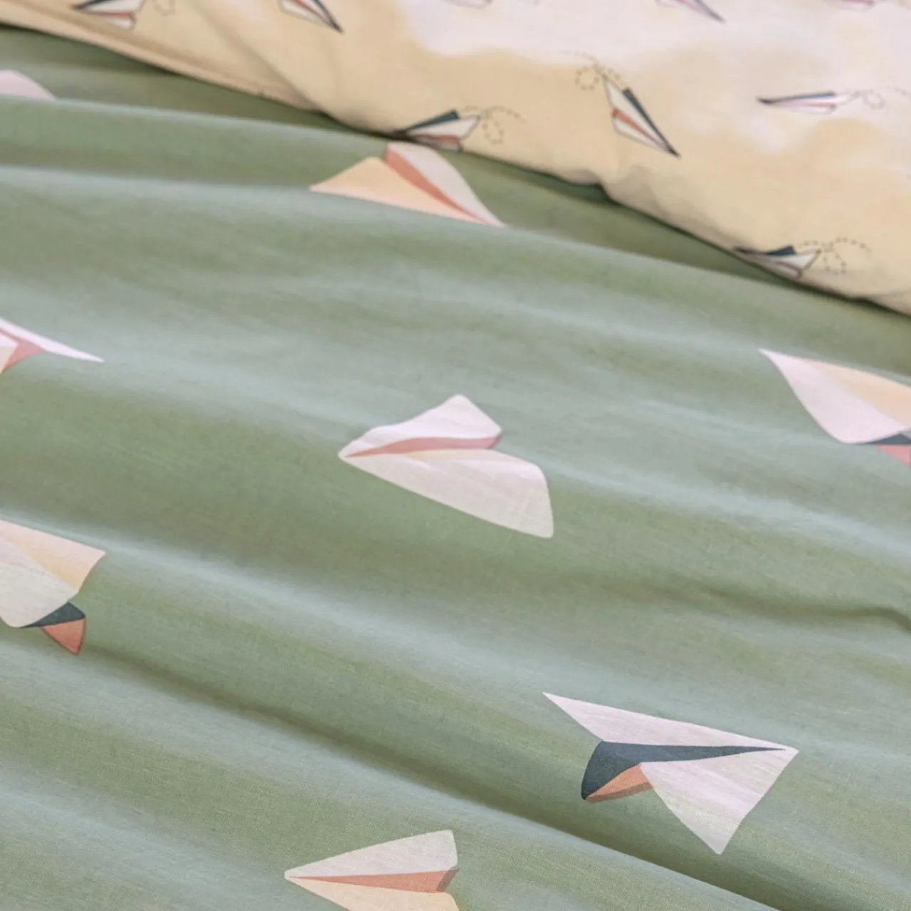 Linge De Lit Enfant|Linge De Lit Enfant|L'EFFET PAPILLON Housse de couette et une taie enfant coton (140 x 200 cm) Petits papiers e Bleu