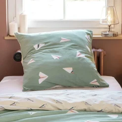 Linge De Lit Enfant|Linge De Lit Enfant|L'EFFET PAPILLON Housse de couette et une taie enfant coton (140 x 200 cm) Petits papiers e Bleu