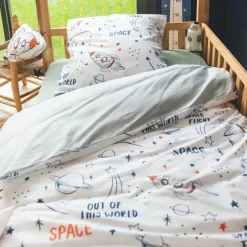 Linge De Lit Enfant|Linge De Lit Enfant|l'Effet Papillon Housse de couette et une taie enfant coton (140 x 200 cm) Galaxie he Blanc
