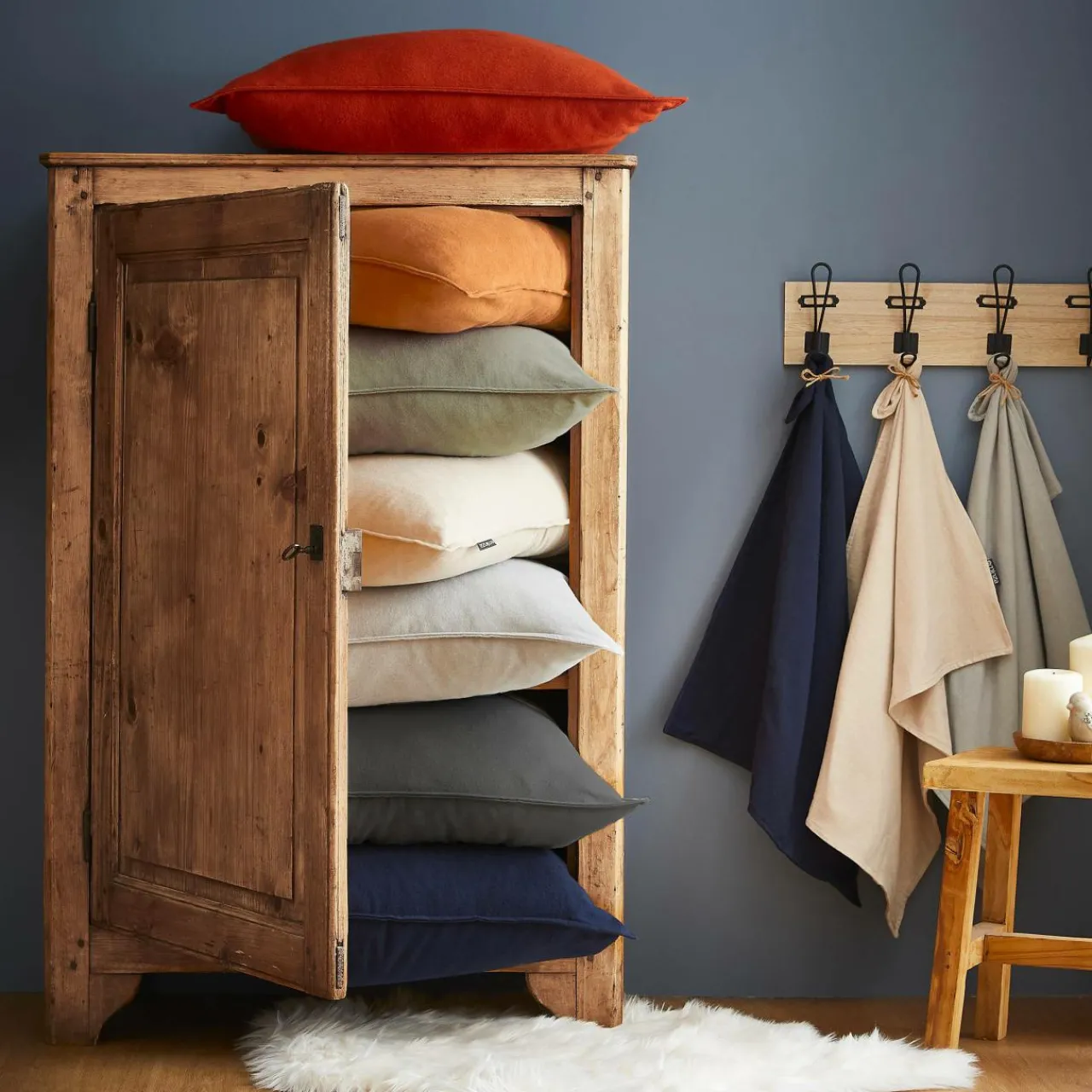 Housse De Couette|EMINZA Housse de couette flanelle de coton (260 x 240 cm) Nina Terracotta