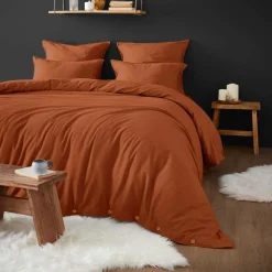 Housse De Couette|EMINZA Housse de couette flanelle de coton (240 x 220 cm) Nina Terracotta