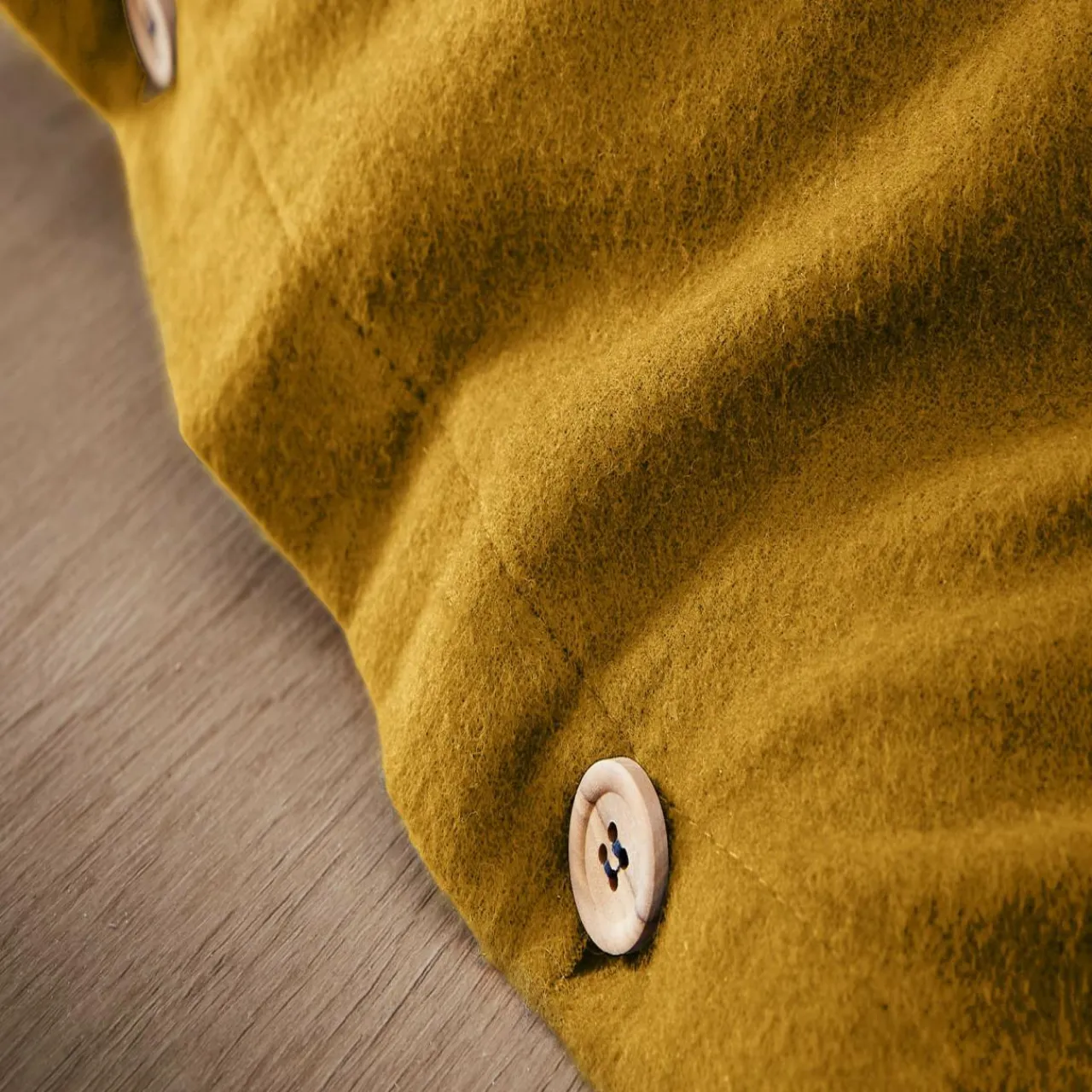 Housse De Couette|EMINZA Housse de couette flanelle de coton (280 x 240 cm) Nina Jaune ocre