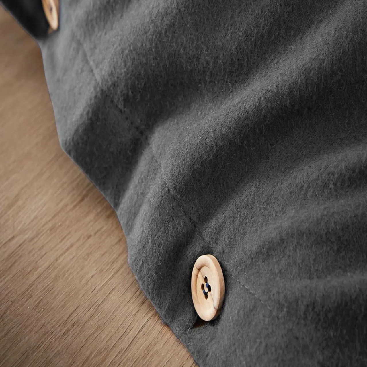 Housse De Couette|EMINZA Housse de couette flanelle de coton (140 x 200 cm) Nina Gris Anthracite