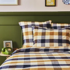 Housse De Couette|EMINZA Housse de couette flanelle de coton (140 x 200 cm) Nina carreaux Multicolore Carreau Multicolore