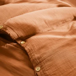 Housse De Couette|EMINZA Housse de couette gaze de coton (280 x 240 cm) Gaïa Abricot