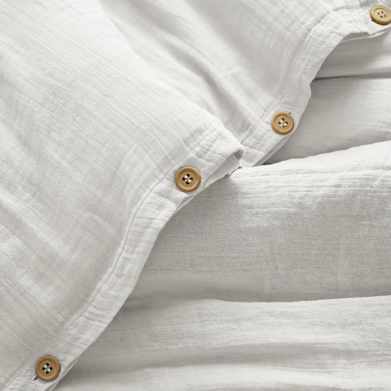 Housse De Couette|EMINZA Housse de couette gaze de coton (260 x 240 cm) Gaïa chantilly Blanc