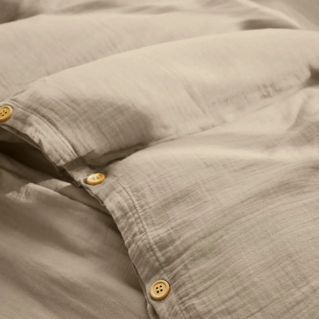 Housse De Couette|EMINZA Housse de couette gaze de coton (240 x 220 cm) Gaïa Ficelle