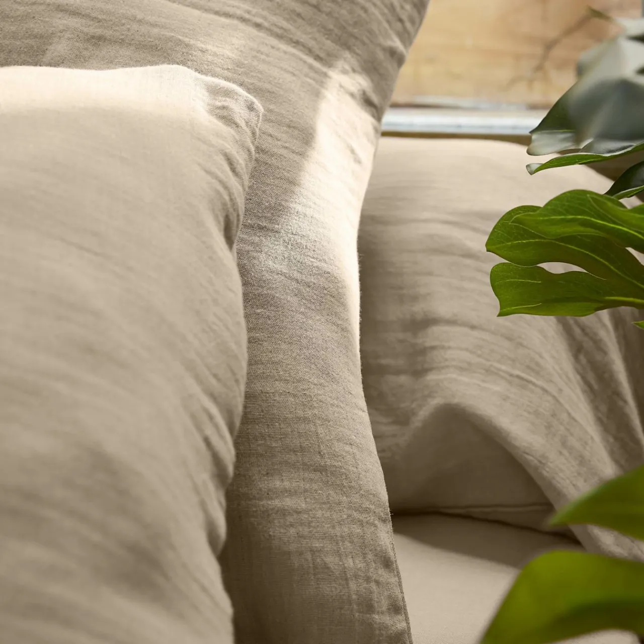 Housse De Couette|EMINZA Housse de couette gaze de coton (240 x 220 cm) Gaïa Ficelle