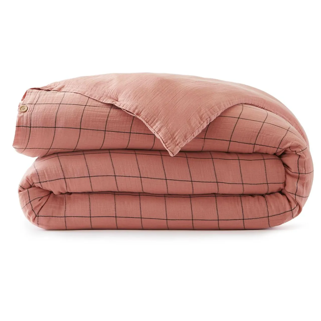 Housse De Couette|EMINZA Housse de couette gaze de coton (240 x 220 cm) Gaïa Match Rose Pêche