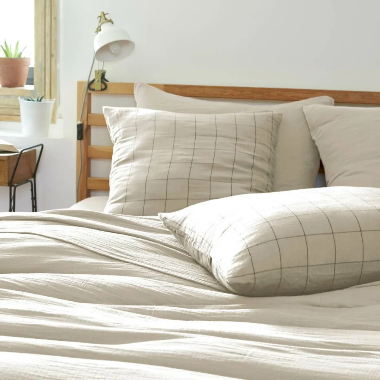 Housse De Couette|EMINZA Housse de couette gaze de coton (140 x 200 cm) Gaïa Match pampa Beige