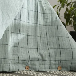 Housse De Couette|EMINZA Housse de couette gaze de coton (240 x 220 cm) Gaïa Match Vert Eucalyptus