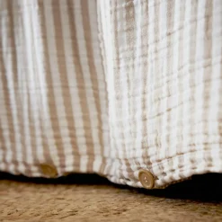Housse De Couette|EMINZA Housse de couette gaze de coton (280 x 240 cm) Gaïa rayures Ficelle Rayure Ficelle