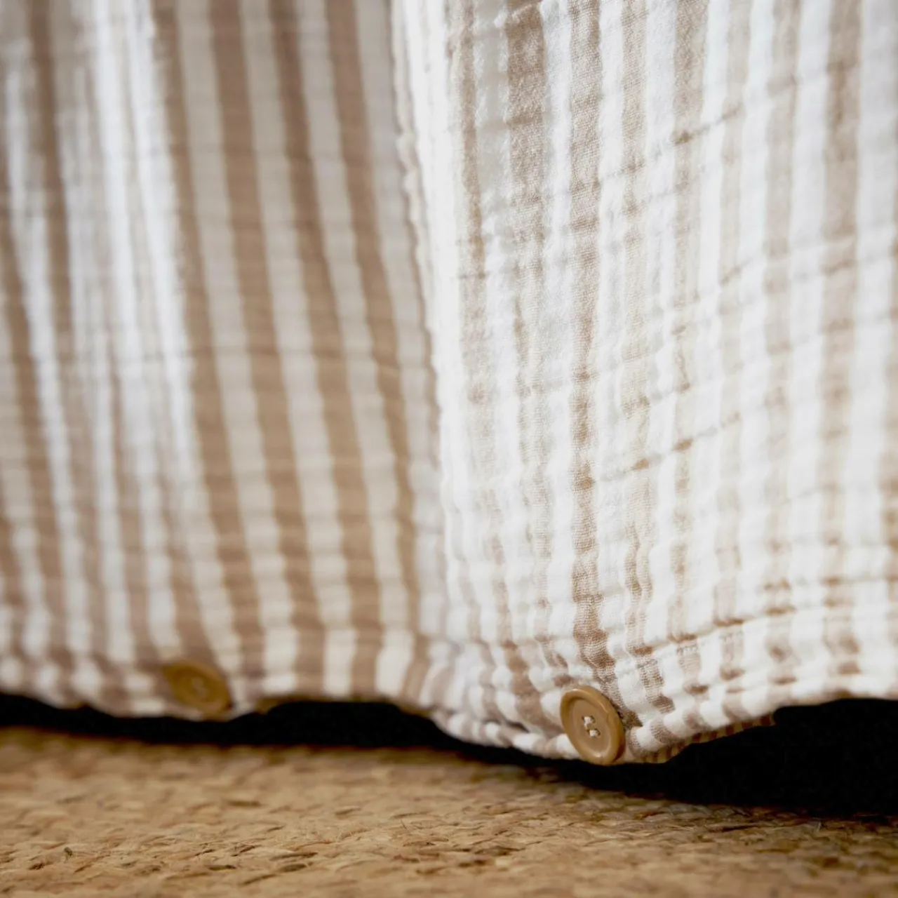 Housse De Couette|EMINZA Housse de couette gaze de coton (280 x 240 cm) Gaïa rayures Ficelle Rayure Ficelle