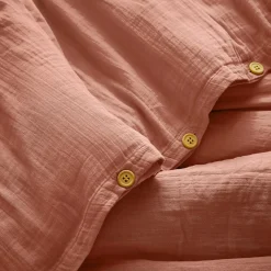 Housse De Couette|EMINZA Housse de couette gaze de coton (260 x 240 cm) Gaïa Rose Pêche