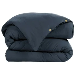 Housse De Couette|EMINZA Housse de couette gaze de coton (200 x 200 cm) Gaïa Bleu nuit