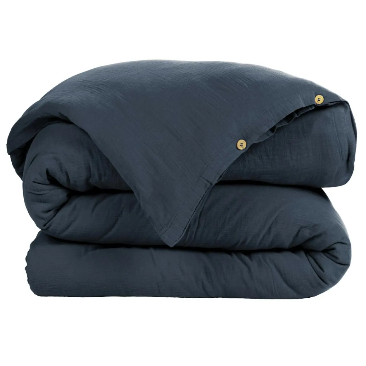 Housse De Couette|EMINZA Housse de couette gaze de coton (200 x 200 cm) Gaïa Bleu nuit