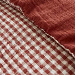 Housse De Couette|EMINZA Housse de couette gaze de coton (200 x 200 cm) Gaïa vichy Terracotta