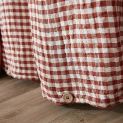 Housse De Couette|EMINZA Housse de couette gaze de coton (200 x 200 cm) Gaïa vichy Terracotta